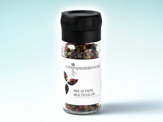 Směs vícebarevných chilli papriček - 40g sklenice s víčkem mlýnku